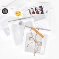 [핸즈픽] 화이트 반투명 페이퍼백 200장 엽서 카드 포토카드 포장용 종이봉투 구디백 유산지 노루지, 화이트(30g), 200개입