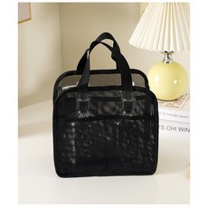 심플딤플 메쉬 목욕 파우치 물빠지는 샤워 수영장 가방, 메쉬 블랙