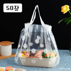 홈앤영 고급선물포장 반투명 테이크아웃 포장봉투, 50장, 08 투명국화