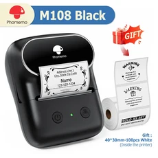 Phomemo M108 휴대용 라벨 프린터 B1 B21 M110으로 홈 스쿨 라벨링 기계 용 20-50mm 열 무선 블루투스, Blcak Printer