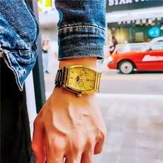 奧古拉斯自動手錶男，鏤空夜光防水月相陀飛輪機械錶，酒桶型商務休閒男錶, 金鋼金面 鋼帶款, 1個