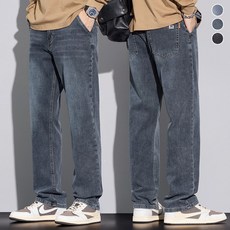 wassup 남자 청바지 빈티지 워싱 봄여름용 일자핏 데일리 캐주얼 데님팬츠