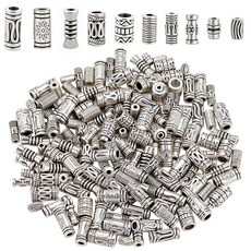 SUNNYCLUE 1박스 200피스 금속 기둥 스페이서 비즈 대형 구멍 튜브 앤티크 실버 합금 티베트 스타일 빈티지 레트로 스몰 루즈 재료 주얼리 제작 팔찌 목걸이 DIY 공예