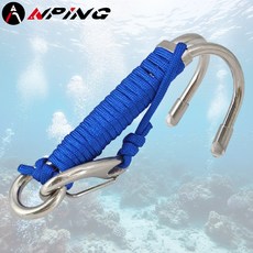【ANPING】316不鏽鋼雙流鉤 潛水掛鉤：防鏽耐用、技術潛水配件、潛水裝備固定鉤, 1個, 潛水雙流鉤-藍