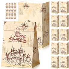 Capoda 마법의 마법사 파티 선물 가방 종이 성 생일 캔디 간식 포장 할로윈 휴일 용품 장식 24개, Capoda 마법의 마법사 파티 선물 가방 종이 성 생