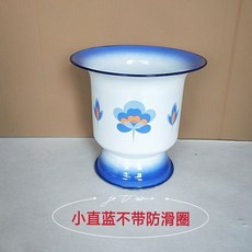 加高加厚搪瓷高腳痰罐 帶暖墊 臥室兒童老人用痰盂 尿桶, 1個, 無套餐,小直藍 直徑22cm高20cm