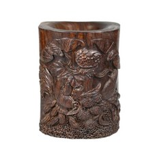 博古珍藏 花梨木雕福壽無疆筆筒．2.4公斤．早期收藏．老件文物．國際拍賣級, 1個