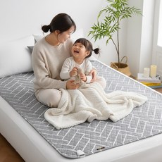 한일의료기 전자파없는 EMF인증 프리미엄 탄소매트 워셔블 카본 전기요 헤링본, 더블(135cm*180cm)