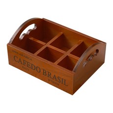 木質六格托盤 - 復古風木製收納提籃, 1個, 木質托盤-六格款