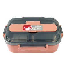 AWANA 三格不鏽鋼便當盒 附筷匙, 1個, 粉紅,超取/店到店上限8個, 粉紅
