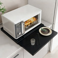 주방 전자레인지 확장 받침대 슬라이딩 선반 하단 서랍 트레이 메탈 다목적 오븐 커피메이커 스토리지 선반, 1단, 검은색