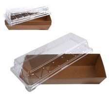 크라프트 긴사각 종이 투명뚜껑 도시락 샌드위치 포장 용기 5개입 배달용기 런치박스 샌드위치용기 디저트 dew+697Zh