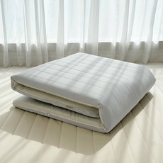 한스갤러리 누빔 이불 바닥 매트 패드 요 세트 요매트 솜포함, 바닐라베이지(커버+솜)