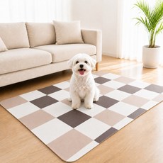 강아지매트 방수 미끄럼방지 논슬립 PVC 애견매트 대형 거실 바닥매트 잘라쓰는 펫매트, 1개, 화이트+브라운+핑크