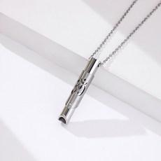 瑜伽符號冥想項鏈 呼吸減壓圓管口哨 正念緩解焦慮不銹鋼飾品吊墜, 鋼色O字鍊, 1個