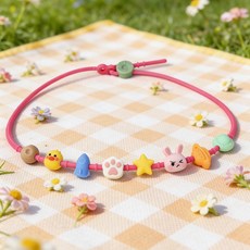 카툰 천연 모기퇴치팔찌/목걸이 식물성 에센스 모기팔찌 모기기피목걸이 실리콘 야외용(여름 모기 퇴치 필수 귀여고 패션적), 핑크 목걸이