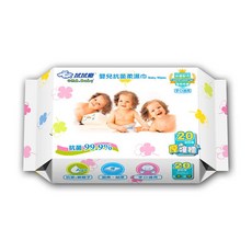 拭拭樂 OMA.Baby 嬰兒柔濕巾 銀離子配方 20抽 手口適用 厚實柔軟, 1個, 拭拭樂嬰兒抗菌柔濕巾20抽(幸運草版)