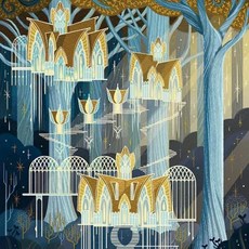 페인팅 링 아트 레트로 풀 드릴 키트 빈티지 필름 모르도르 성 마법의 침실 장식, 10. HKQTA113-4, C. Round 40X50CM