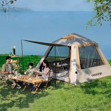 COUCAMP 5-6인용 에어텐트 전기 팽창식 캠핑 텐트, 227CM*227CM*153CM, 아이보리
