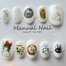 魔女宅急便 美甲貼片 短圓款, 1個, XS