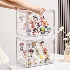 Curious Pony 피규어 장식장 투명 아크릴 케이스 탈부착 가능한 계단형 선반, 2개