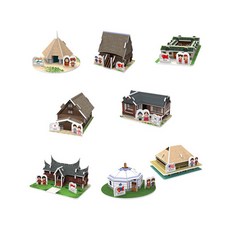 모두의취미 3D우드락 건축 건물 입체 퍼즐 모형 시리즈, 미니 아시아전통가옥(8종) 건축물, 1개, 1피스