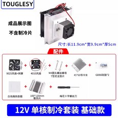 半導體製冷片套件電子製冷器diy散熱器小空調冰柜降溫模塊 創意實驗 手工, （零件）12V單核製冷套裝基礎款