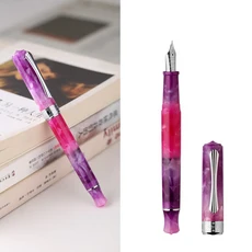 PENBBS 470 만년필 풀 타입 진공 잉크 흡입 필기구 창의적인 색상 아크릴 소재 성인 학생 연습용 펜 35 #, 05 39 - Silver Blade F