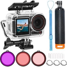 OKFUN 164피트50미터 방수 하우징 케이스(3팩 필터 포함) DJI OSMO Action 5 Pro 4 3용 케이스 보호용 다이빙 셸 모노포드 플로팅 핸드 그립 폴 스틱, OKFUN 164피트50미터 방수 하우징 케이스 3팩