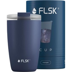 FLSK 컵 커피 투 고 머그 350ml • 스테인리스 스틸 이동 중 재사용 가능한 열 차단 누수 방지 보온 화이트 1개 1팩, Midnight, 500ml