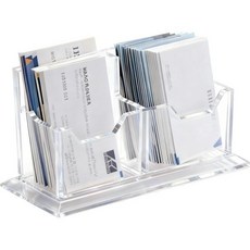 12045502 명함 꽂이 거치대 케이스 아크릴 홀더 책상용 2슬롯 세로형 클리어 디스플레이 스탠드 데스크탑 정리기 오피스 홈 전시회용, 1