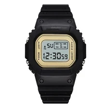 UTHAI CE117 스포츠 전자 시계 남여 스퀘어 학생 디지털 손목 LED에 대한 방수 팔찌, 06 Black gold, 1개