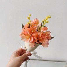 봄의선물 납골당 꽃다발 봉안당 꾸미기 조화 프리지아 [벽부착] 성묘꽃, 프리지아-피치, 1개