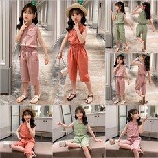 【Arbea】女童套裝新款韓版網紅女孩洋氣兒童工裝時髦公主女童女孩【C594】