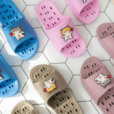 아동 미끄럼 방지 슬리퍼 어린이 가벼운 돼지코 유아 미끄럼 방지 슬리퍼 캐릭터 배수구 실내 욕실