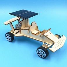 臺灣熱銷 博燃科敎木質益智科敎玩具diy小製作材料包兒童手工模型科學玩具, 太陽能賽車材料包, 1個