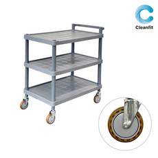 크린핏 3단 ABS 식당 서빙 카트 회색 (와인 바퀴), 1개