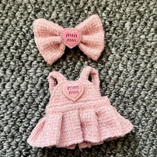 옷 작은 꽃 스타일 인형 파티 펜던트, 1 세대 및 2 세대 Labubu를 착용 할 수 있습니, 최소 스트랩 스커트 핑크, 1개