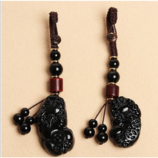 뚱보 금전운 상승 호안석 비휴 자동차 키링 열쇠고리, 흑요석 비휴자동차키링, 1개