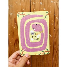 簡v的畫盒 賀年款 / 蛇來運轉new year 賀年明信片 (2入)蛇年賀卡，簡約風格，傳遞新年祝福與好運, 明信片2入, 1個