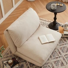 多功能折疊沙發床 - 小戶型客廳出租房適用 簡易拆洗 寬90cm, 1個, 簡約米白【全新升級燈芯絨】,寬90cm【可躺瑞士捲】