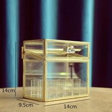 금속 유리 보석 상자 아크릴 그리드 보드 화장품 보관 상자 립스틱 정리 상자 디스플레이 스탠드 2 레이어 서랍 주최자, 15 cells