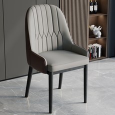 Tixpra 가죽 암레스트 식탁의자[체어 2개입]심플 북유럽 럭셔리 디럭스 등받이 의자 메이크업 의자, 2개, 회색