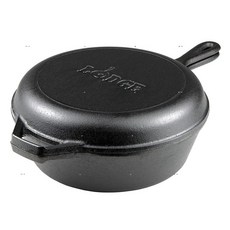 LODGE 單柄多用途煎鍋/鑄鐵鍋 3QT/2.8公升 美國原裝, 1個, 2件組, 黑色