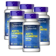 퓨리탄스프라이드 아세틸 엘카르니틴 500mg 캡슐 Puritans Pride Acetyl L-Carnitine, 5개, 60정