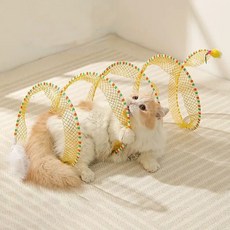 PETTOO S타입 접이식 고양이 터널 완구, 1개, 옐로우