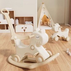 붕붕카 어린이푸쉬카 투인원 아기 장난감 스쿳앤라이드손잡이 낙상 방지 아기자동차, 3인 1, 크림화이트, 1개