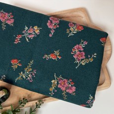 CRT 033 탐나요 면20수 피치 기모 꽃무늬 원단 플라워 패브릭 대폭 천, 1개, 그린