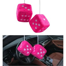 자동차 거울용 지시너 페어 퍼지 플러시 주사위 하트 모양의 3인치 레트로 사각 유니버설 오토 백미러 걸이 장식 여성용 액세서리블랙앤레드, Rose Red