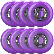 휠컴 8팩 인라인 립스틱 교체용 러기지 휠 80mm 스케이트 블레이드 롤러 64mm 등을 스쿠터 실외 하키 76mm 70mm 85a 실내 72mm 위한, Purple, 퍼플